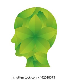 human head icon. Think green concept. Vector graphic