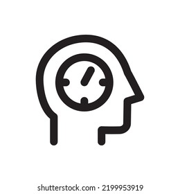 Human head icon, time, simple outline icon