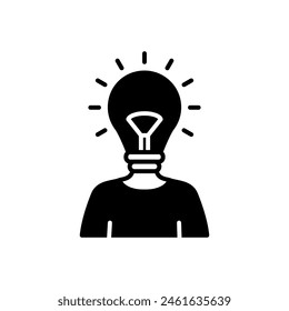 Human head icon vector illustration. Bulb on isolated background. Lightbulb sign concept.