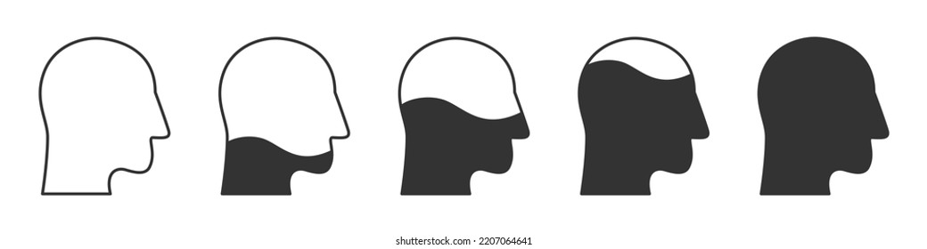 Human head icons set. Silhouette of the profile. Vector illustration.