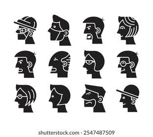 human head icons set vector illustration