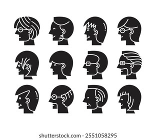 human head icons set vector illustration