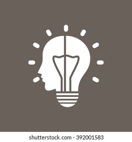 Human Head, Idea, bulb Icon on Dark Gray Color. Eps-10.
