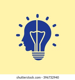Human Head, Idea Bulb Icon.