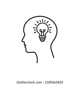 human head with idea concept vector line icon