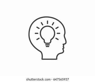 Human head with idea icon. Light bulb concept vector illustration