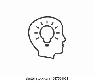 Human head with idea icon. Light bulb concept vector illustration
