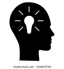 Human head with an idea light bulb vector illustration with transparent background