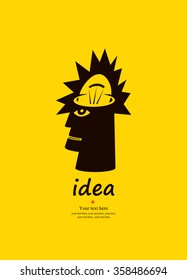 human head with the idea with a light bulb instead of the brain