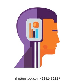 human head with information online isolated