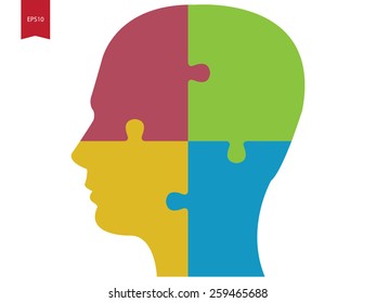 Human head with jigsaw puzzle