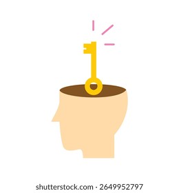 Cabeza humana con Ilustración vectorial de símbolo clave