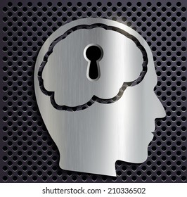 human head with a keyhole