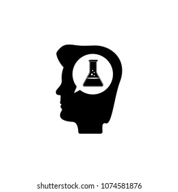 human head and laboratory test tubes icon. Element of education and science illustration. Premium quality graphic design icon. Signs and symbols collection icon for websites on white background