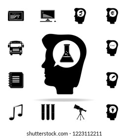 human head and laboratory test tubes icon. Education icons universal set for web and mobile
