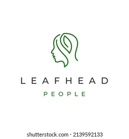 Menschlicher Kopf mit naturbelassener Lauffläche Logo-Design Vektorsymbol