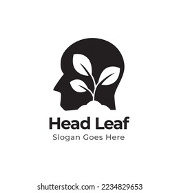 Ilustración del logo de la cabeza humana. Diseño del logo del cerebro orgánico. 