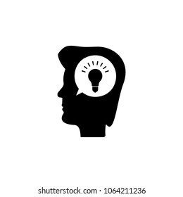 human head and light bulb icon. Element of education and science illustration. Premium quality graphic design icon. Signs and symbols collection icon for websites, web design on white background