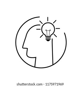 Human head with light bulb icon. Idea concept vector