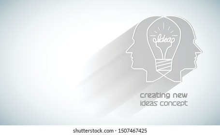 Human head Light bulb two heads ,Outline logo,Text creating new ideas concept.
