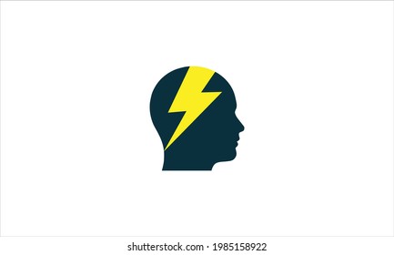 Human Head With Lightning In Brain Icon Logo Design Vector Illustration