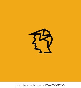 Cabeza humana y diseño de logotipo de relámpago.