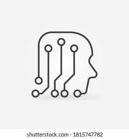 Human Head like Circuit Board linear vector concept icon or logo element