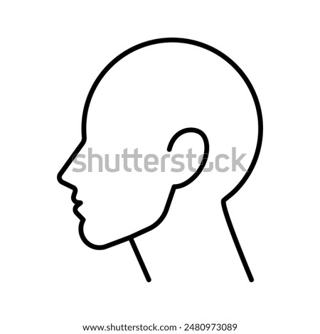 Human head, line icon. Young man head, side view, profile. Abstract male silhouette. Linear illustration, editable strokes, thin lines