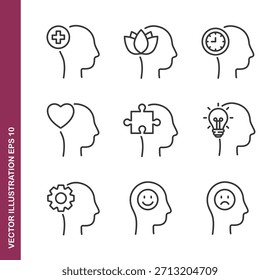 Iconos de línea de cabeza humana - Mini icono de la serie de colección