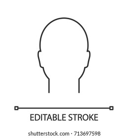 Human head linear icon. Man's face frontal view. Thin line illustration. Profile. Contour symbol. Vector isolated outline drawing. Editable stroke