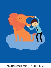 Human head in lion's mouth