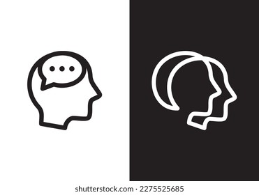 human head logo chat bubble vector icon design