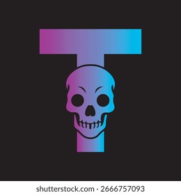 Logotipo de cabeza humana combinado con Plantilla de Vector de letra T