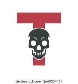 Logotipo da cabeça humana combinar com modelo de vetor da letra T