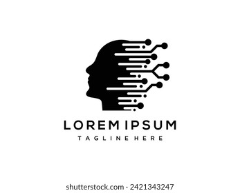 human head logo design created with modern technology and style