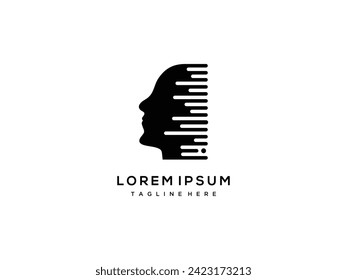 human head logo design created with modern technology and style	