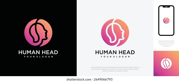 human head logo design template. human head logo icon, mind, and person