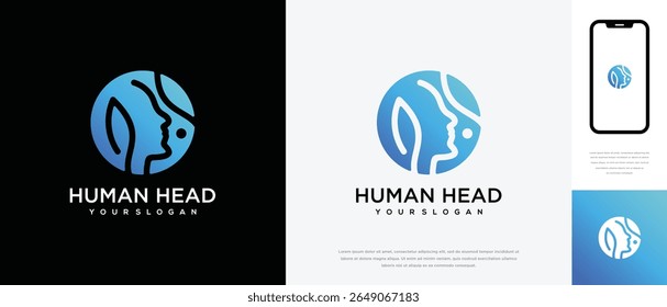 human head logo design template. human head logo icon, mind, and person