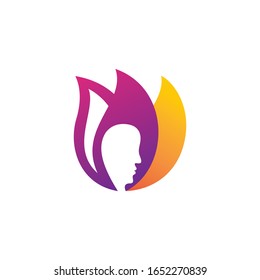 logotipo de cabeza humana con elemento floral