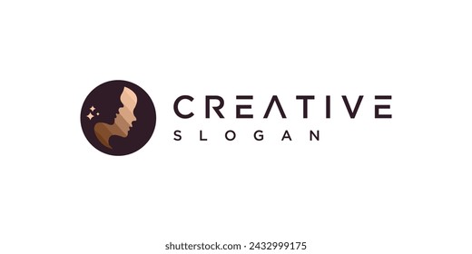 Human head logo. two human faces logo design concept