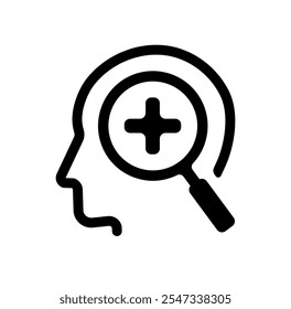 Human head and magnifying glass icon illustration