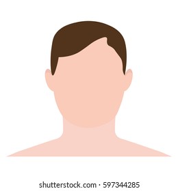 Human head, man face in flat style. Vector illustration. Front view