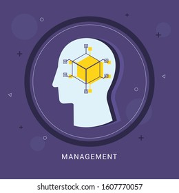 human head Management icon concept flat design