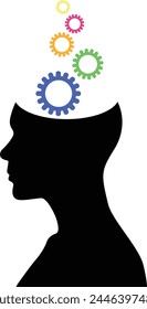 human head with mechanical parts gears brainstorming illustration vector