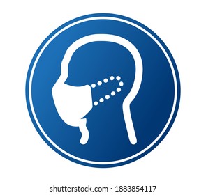 Human head in a medical mask seen in profile. Covid-19 coronavirus
