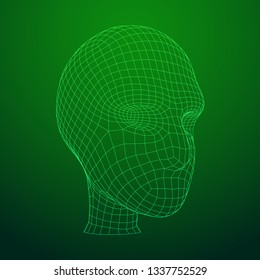 Human head medical scan. Model wireframe low poly mesh vector illustration