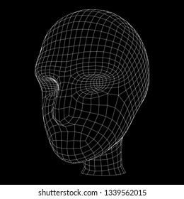 Human head medical scan. Model wireframe low poly mesh vector illustration