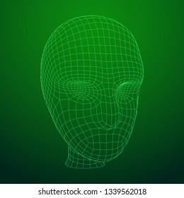 Human head medical scan. Model wireframe low poly mesh vector illustration
