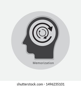 human head Memorization icon concept - Illustration