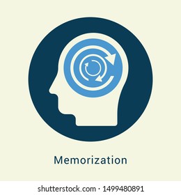 human head Memorization icon concept - Illustration